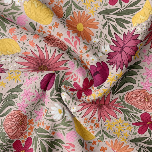 a flowery fabric with many flowers on it