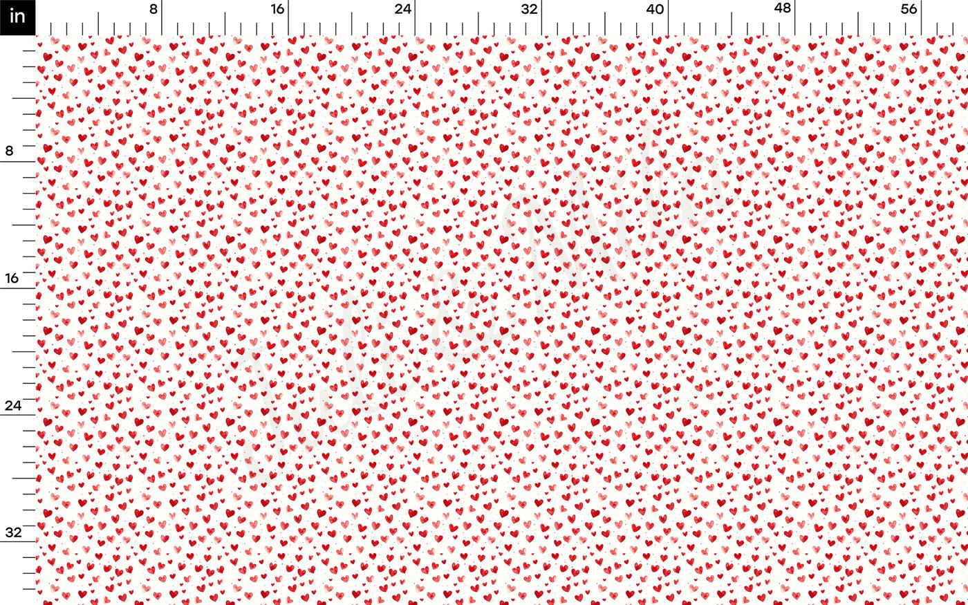 a repeating pattern of red hearts on a white background.