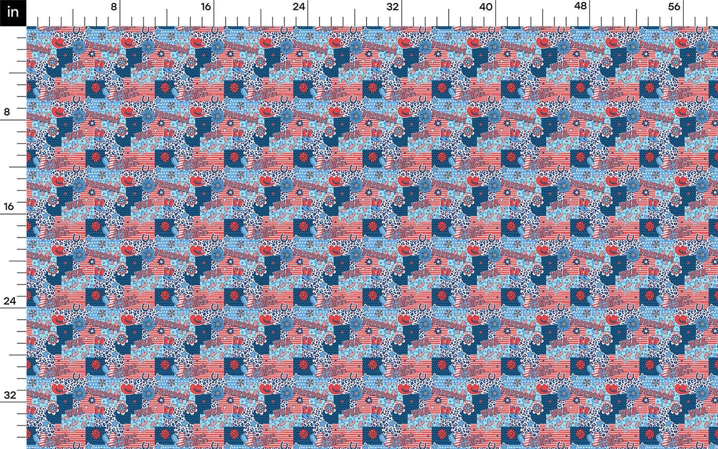 a blue, red and pink pattern on a white background