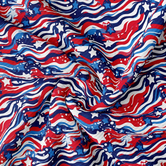 a red, white and blue fabric with stars