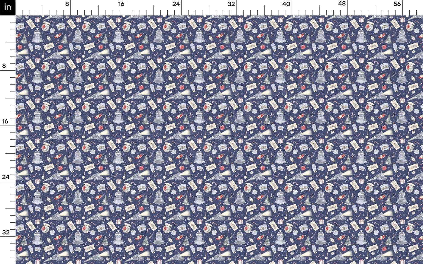 The image is a repeating pattern of various objects and symbols, including trees, mountains, and other natural elements, arranged in a grid-like layout. The objects are depicted in shades of blue, gray, and white, creating a visually striking and cohesive design.