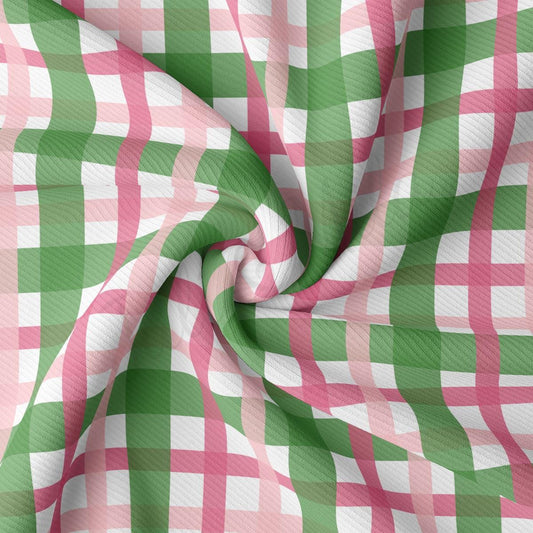 a pink and green checkered fabric