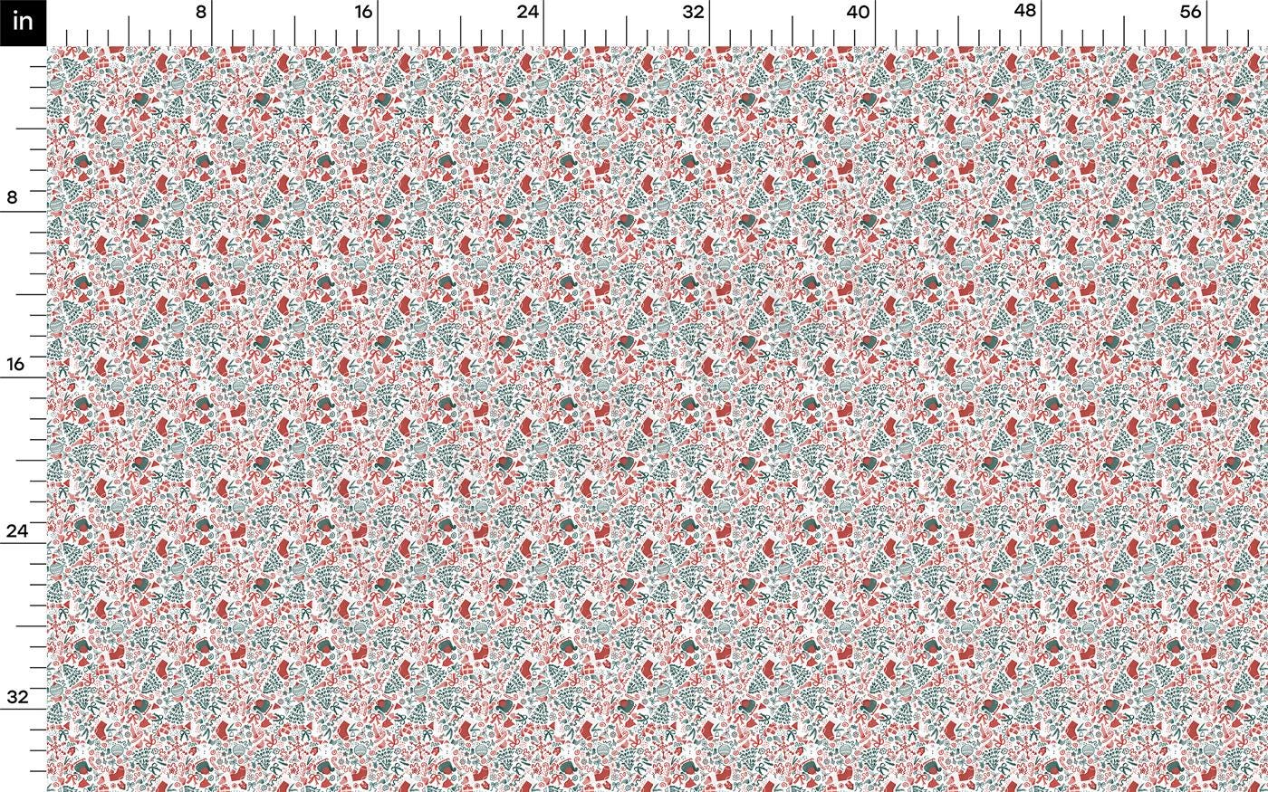 a red and white pattern with a ruler