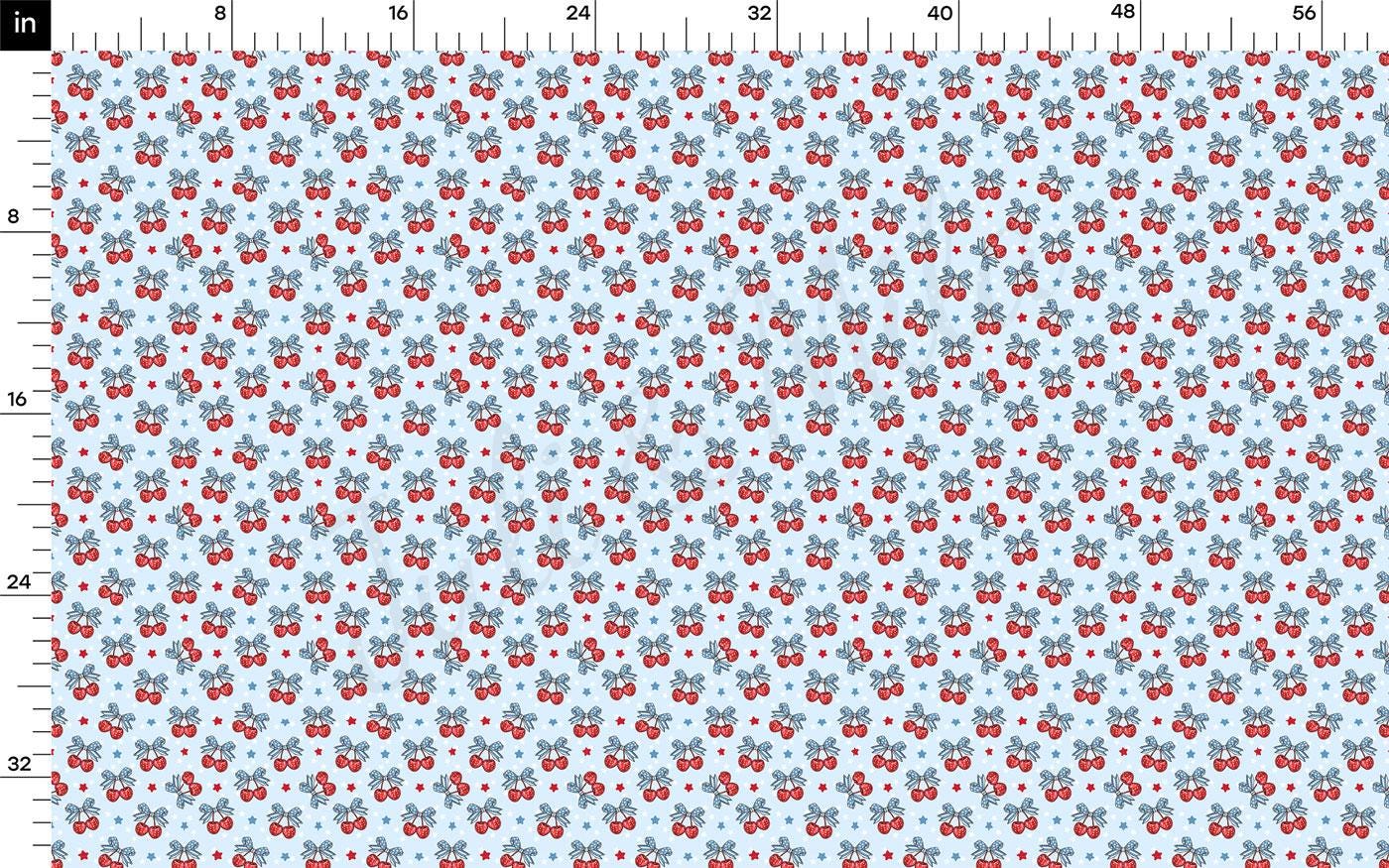 a blue and red flowered pattern with a ruler