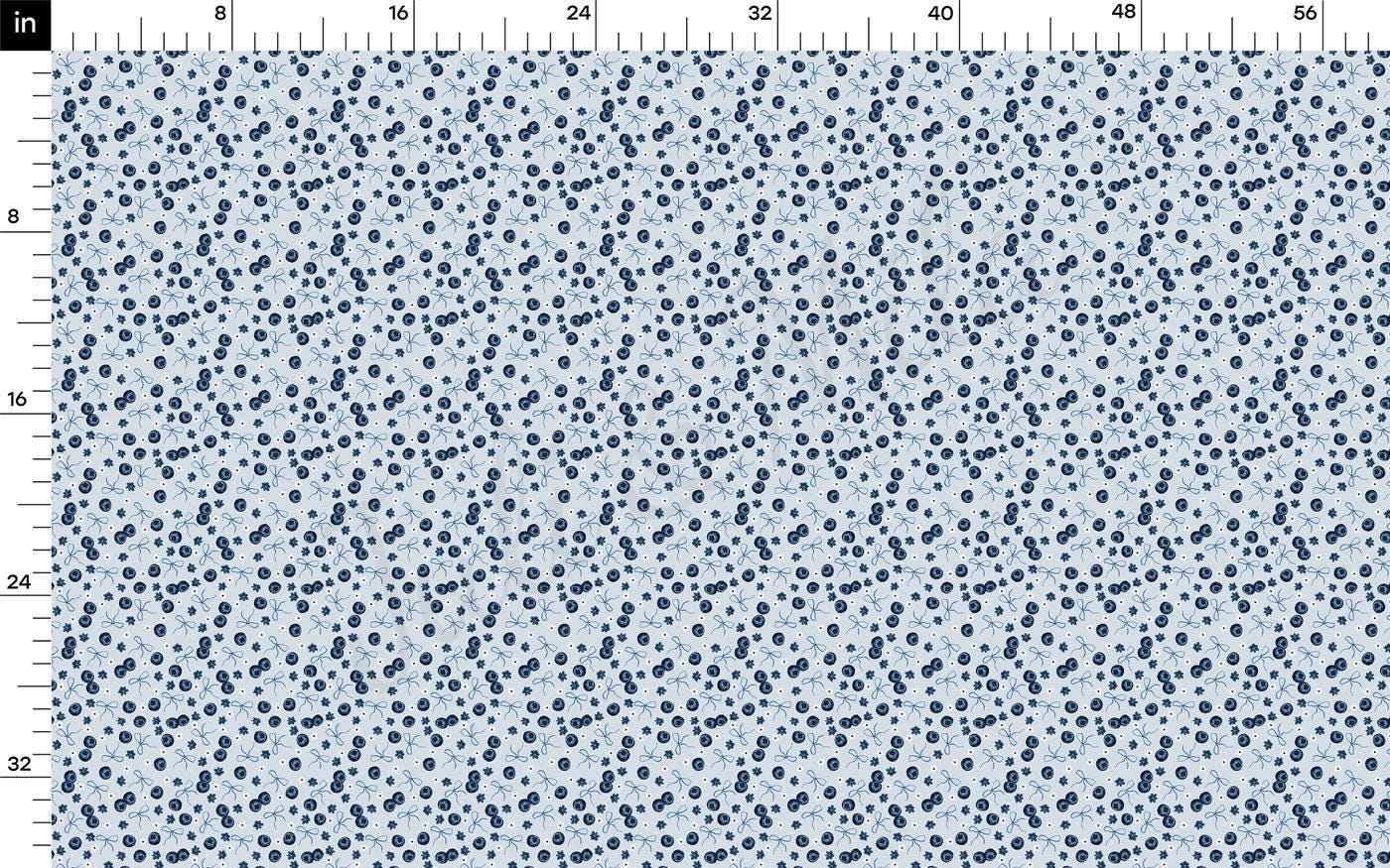 a blue and white dotted background with a ruler