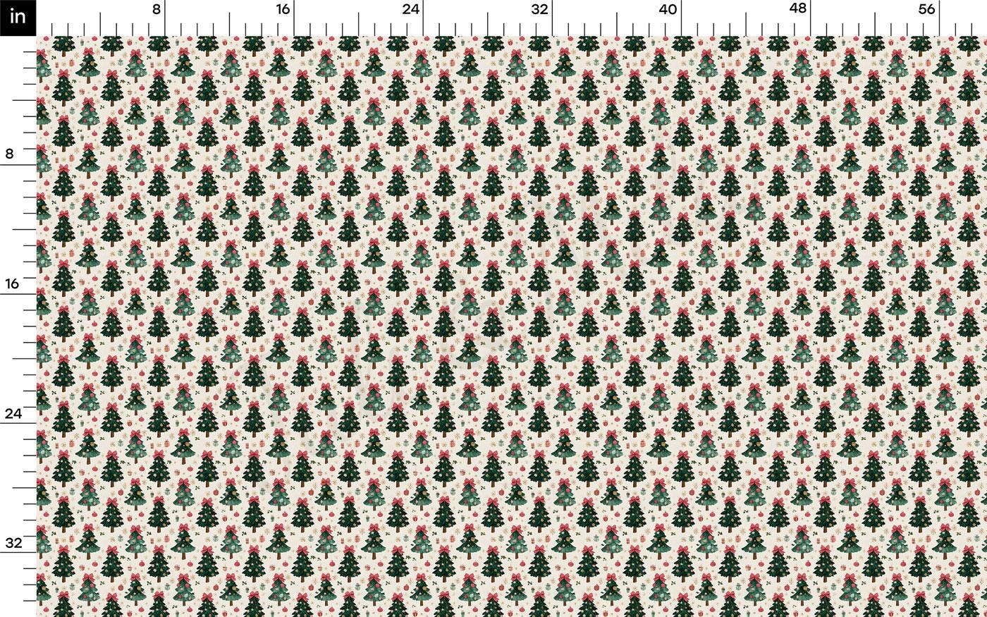 The image is a repeating pattern of Christmas trees on a white background, with varying sizes and positions.