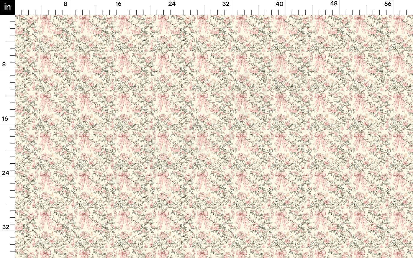The image is a repeating pattern of pink flowers with green leaves, arranged diagonally across the frame.