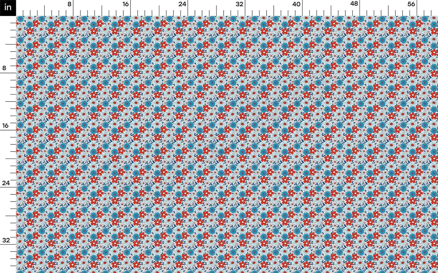 a blue and red pattern on a white background