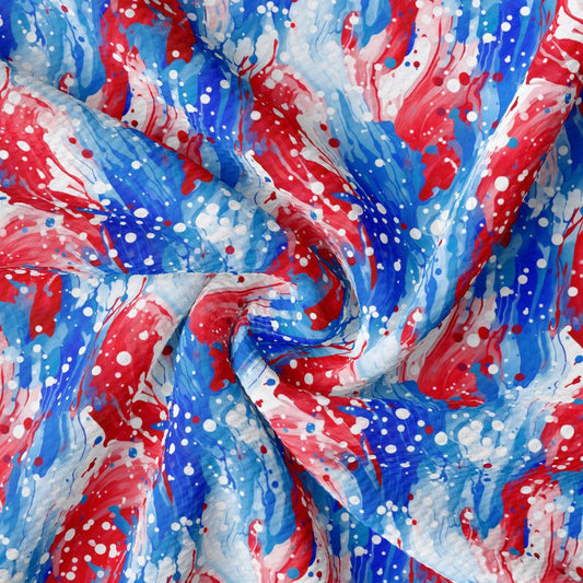 a red, white, and blue fabric with red, white, and blue designs