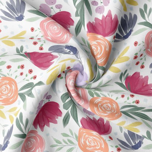 DBP Fabric Double Brushed Polyester Fabric by the Yard DBP Jersey Stretchy Soft Polyester Stretch Fabric DBP2747 Floral Flowers
