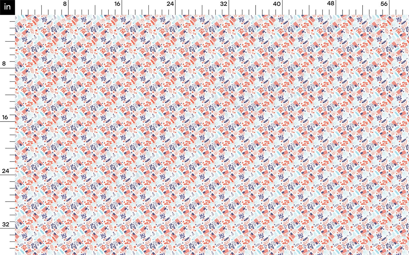 100% Cotton Fabric By the Yard Printed in USA Cotton Sateen - Cotton CTNPT54 4th of July