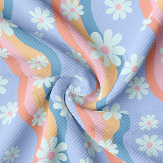 a blue, pink, and yellow floral print fabric