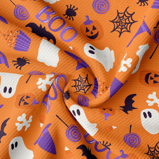 a close up of a halloween themed fabric