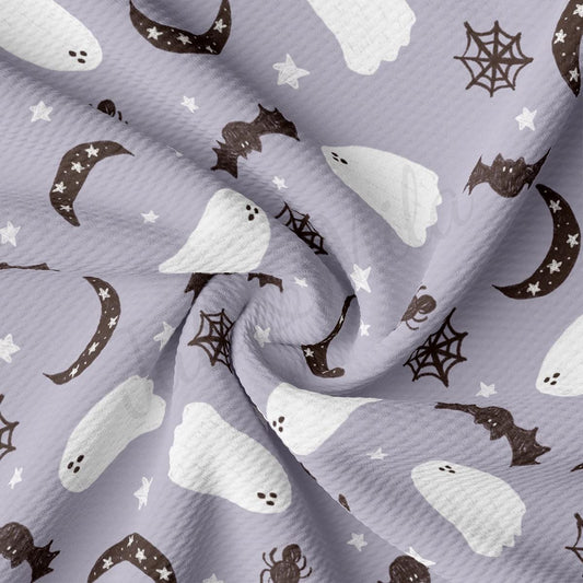 a purple background with white ghost and stars