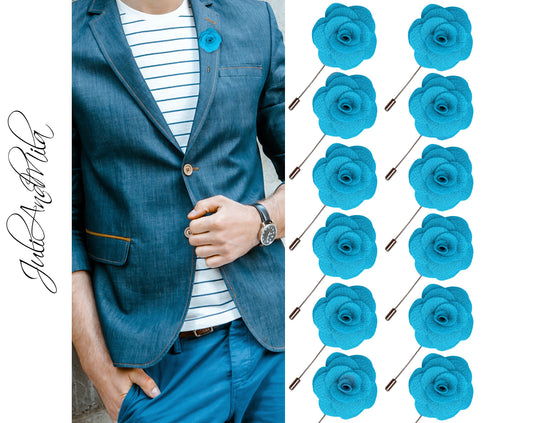 Turquoise Lapel Pin, Wedding Boutonniere, Flower Lapel Pin, Lapel Pin, Wedding Lapel Pin, Men Lapel Pin, Lapel Flower, Gift, Men's Lapel