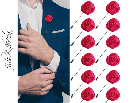 Flower Lapel Pin, Hot Pink Lapel Pin, Lapel Pin, Wedding Lapel Pin, Men Lapel Pin, Lapel Flower, Wedding Boutonniere, Gift, Men's Lapel