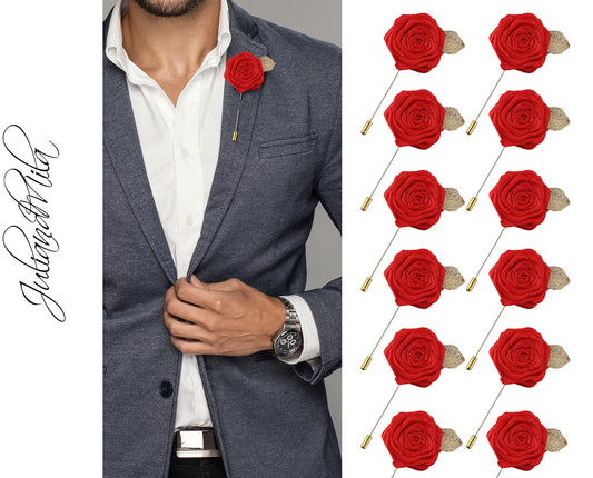 Flower Lapel Pin, Red Lapel Pin, Lapel Pin, Wedding Lapel Pin, Men Lapel Pin, Lapel Flower, Wedding Boutonniere, Gift, Men's Lapel
