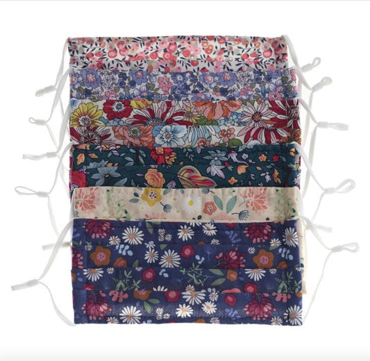 Covering Fabric Washable 100% Cotton Face Mask with Nose Wire Adult Breathable Double Layer Floral Reusable For Women Adjustable Ear Loops