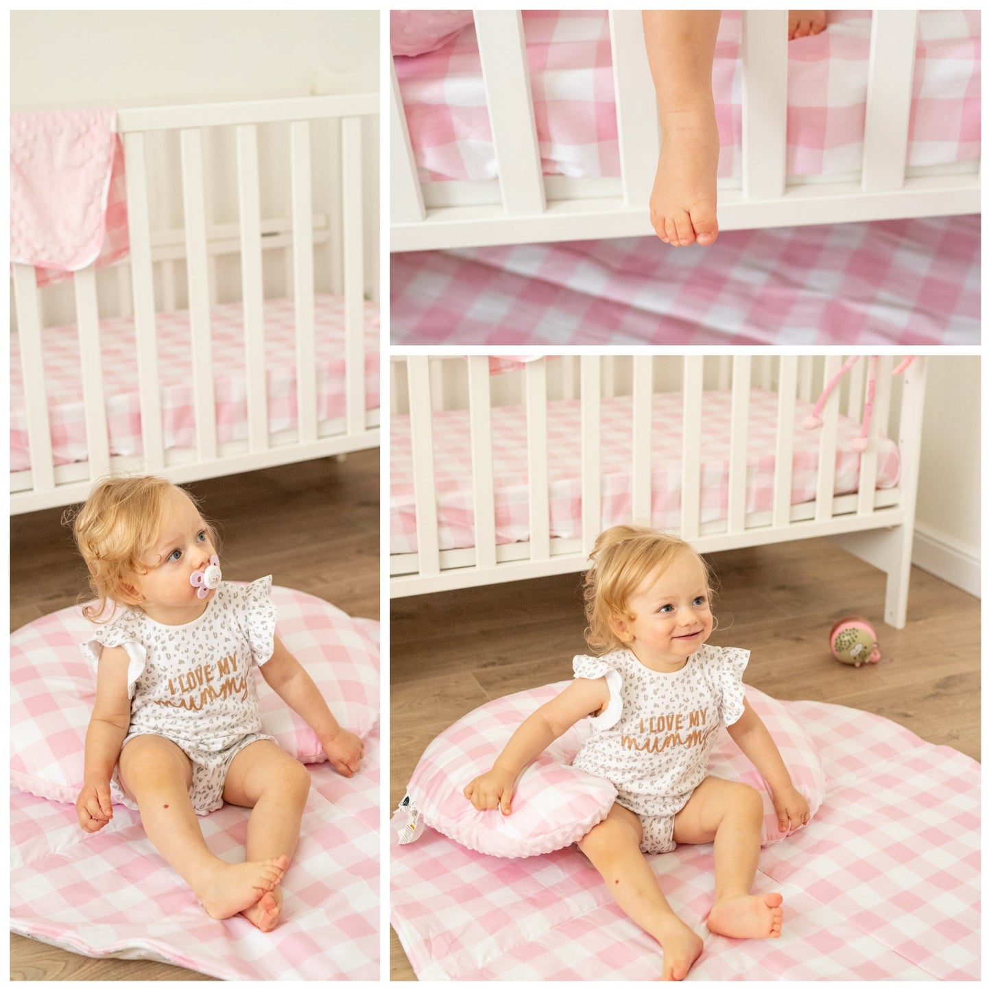 Changing Pad Cover Girl, 100% Cotton, Baby Changing Table Covers for Girls, Farmhouse Nursery Decor Pink Gingham Plaid Squares