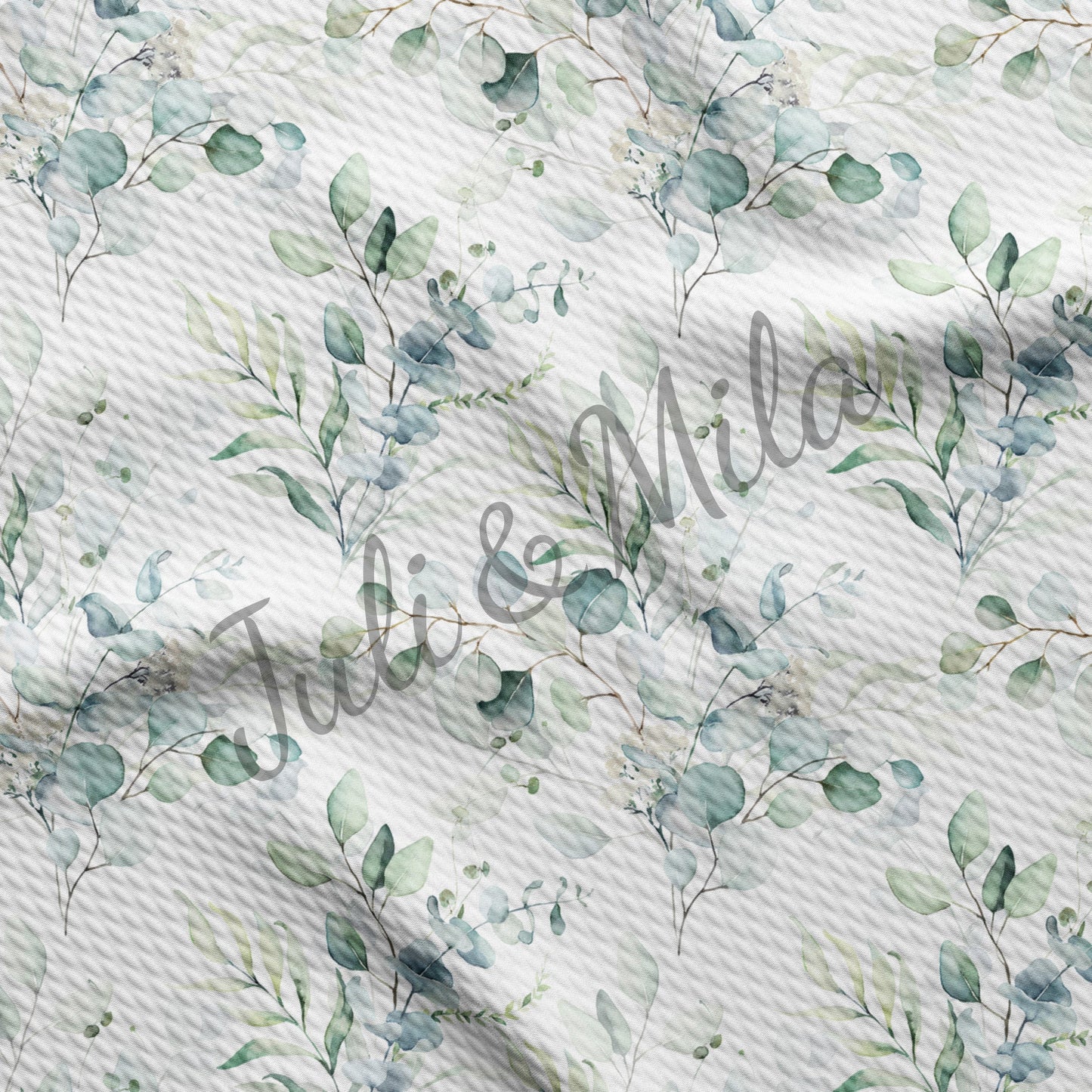 Printed Floral Bullet Textured Fabric Greenery (F11)