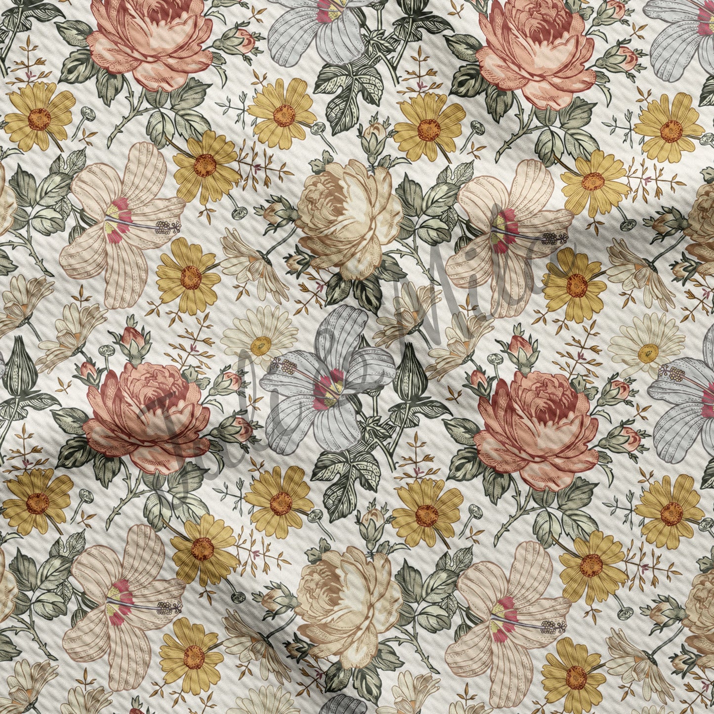 Floral Bullet Textured Fabric Roses(F12)