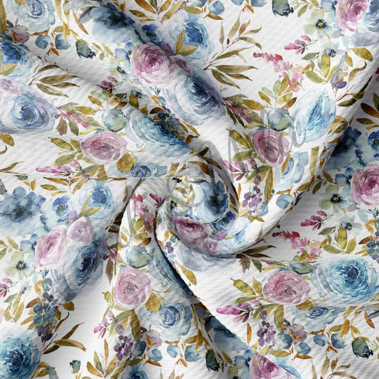 Floral Bullet Fabric Blue Roses (F37)