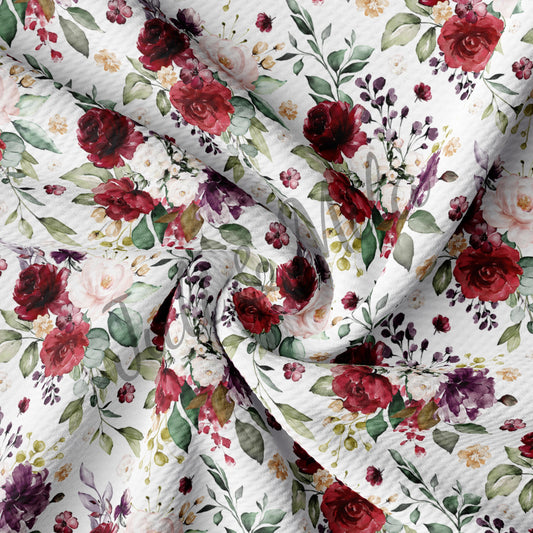 Bullet Textured Fabric Red roses(F43)