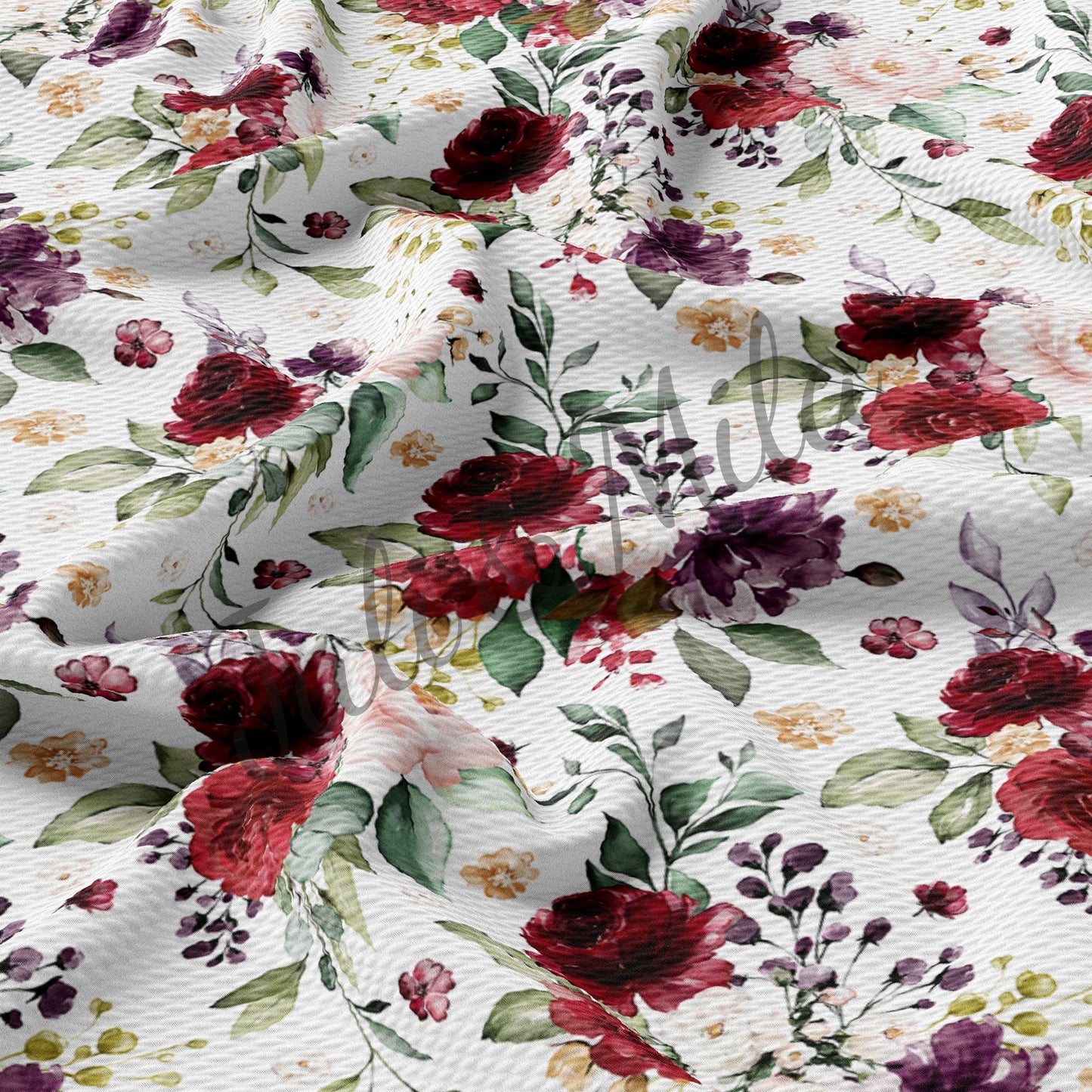 Bullet Textured Fabric Red roses(F43)