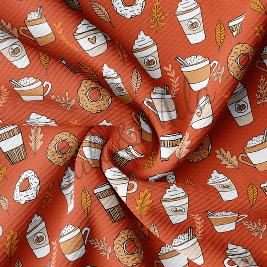 Coffee Printed Liverpool Bullet Textured Fabric coffeetime