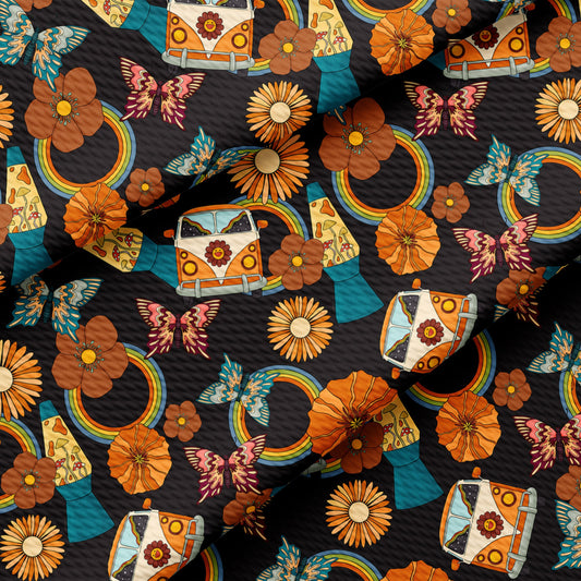 Retro Vintage Bullet Textured Fabric (Floral84)