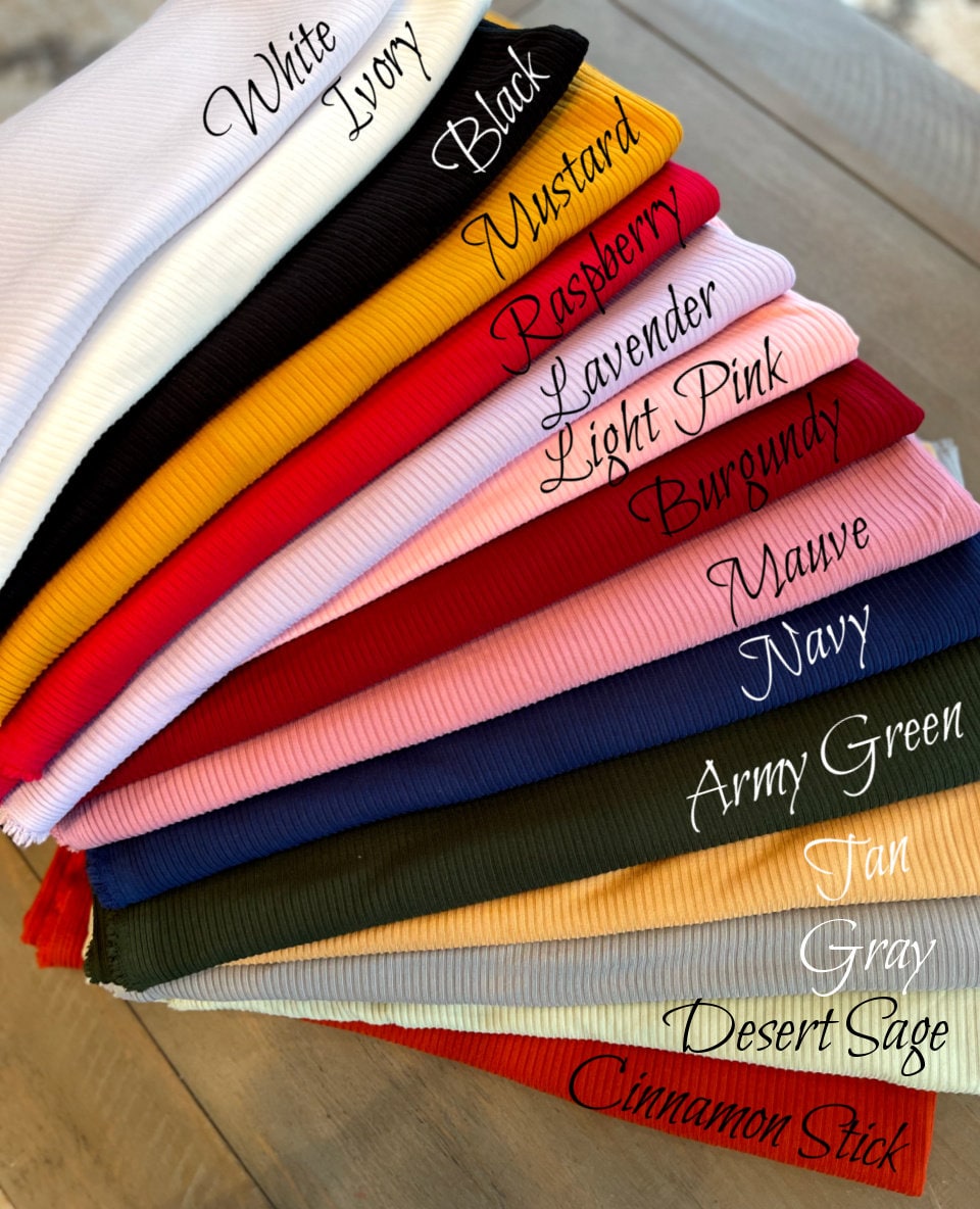 Mustard Rib Knit Fabric by the Yard Ribbed Jersey Stretchy Soft Polyester Stretch Fabric 1 Yard