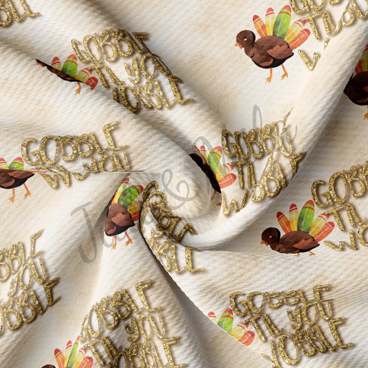 Thanksgiving Bullet Textured Fabric Gobble