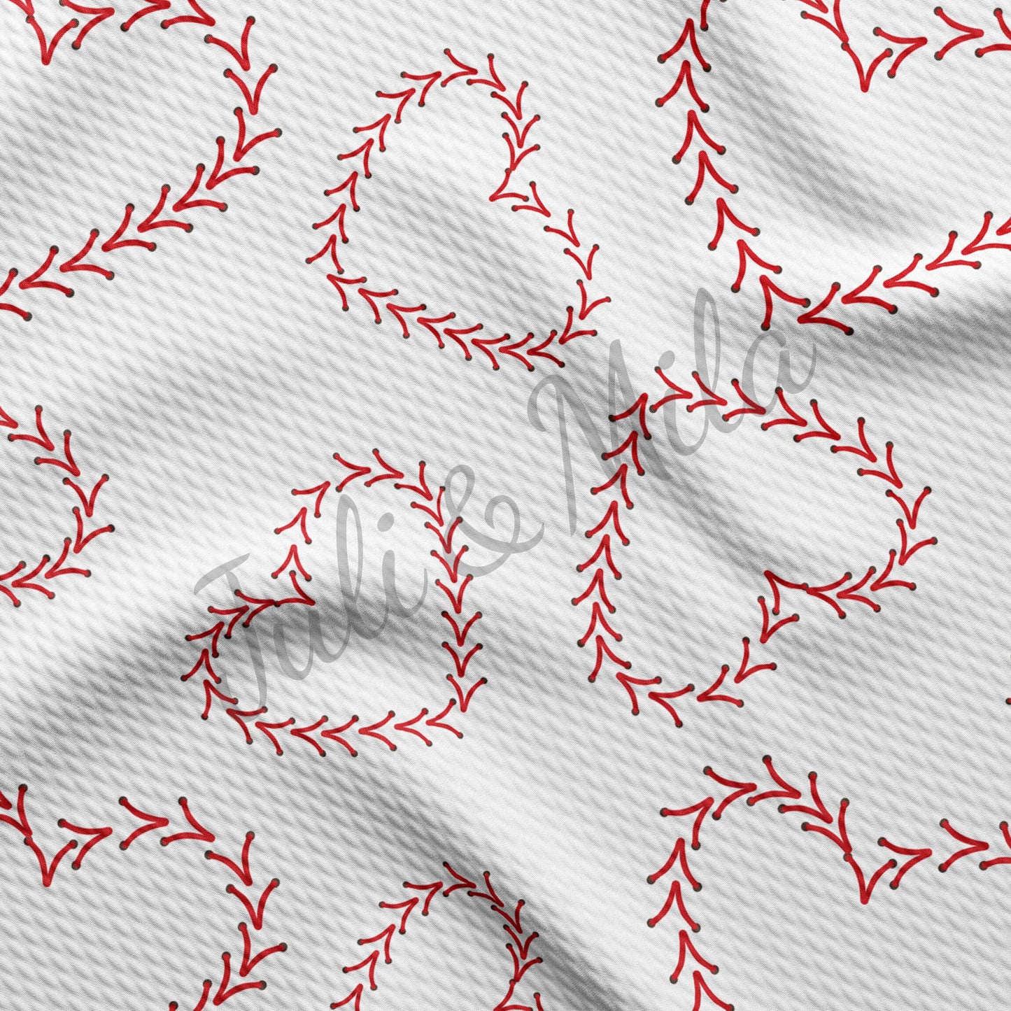 Baseball Hearts Bullet Textured Fabric AA328