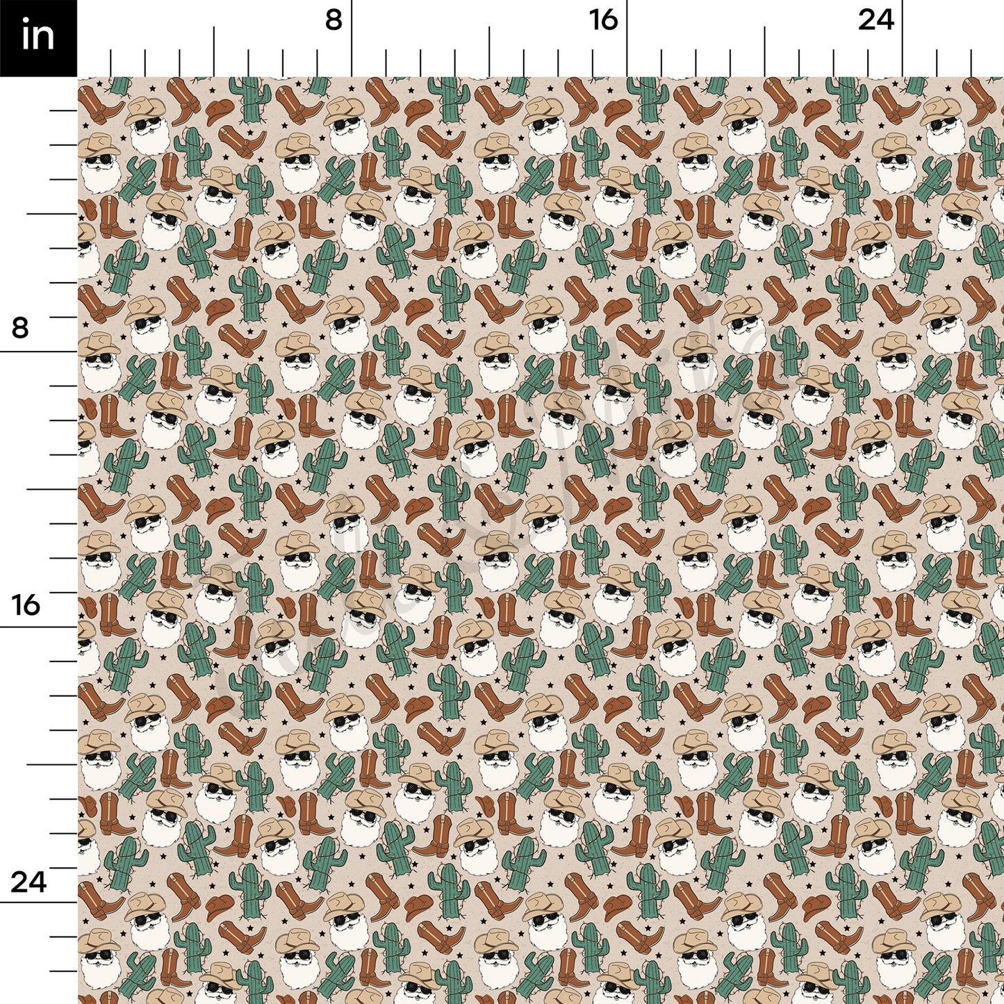 Christmas western Santa Fabric AA941