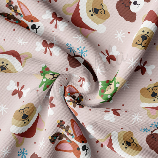 Christmas Dogs Bullet Textured Fabric AA944