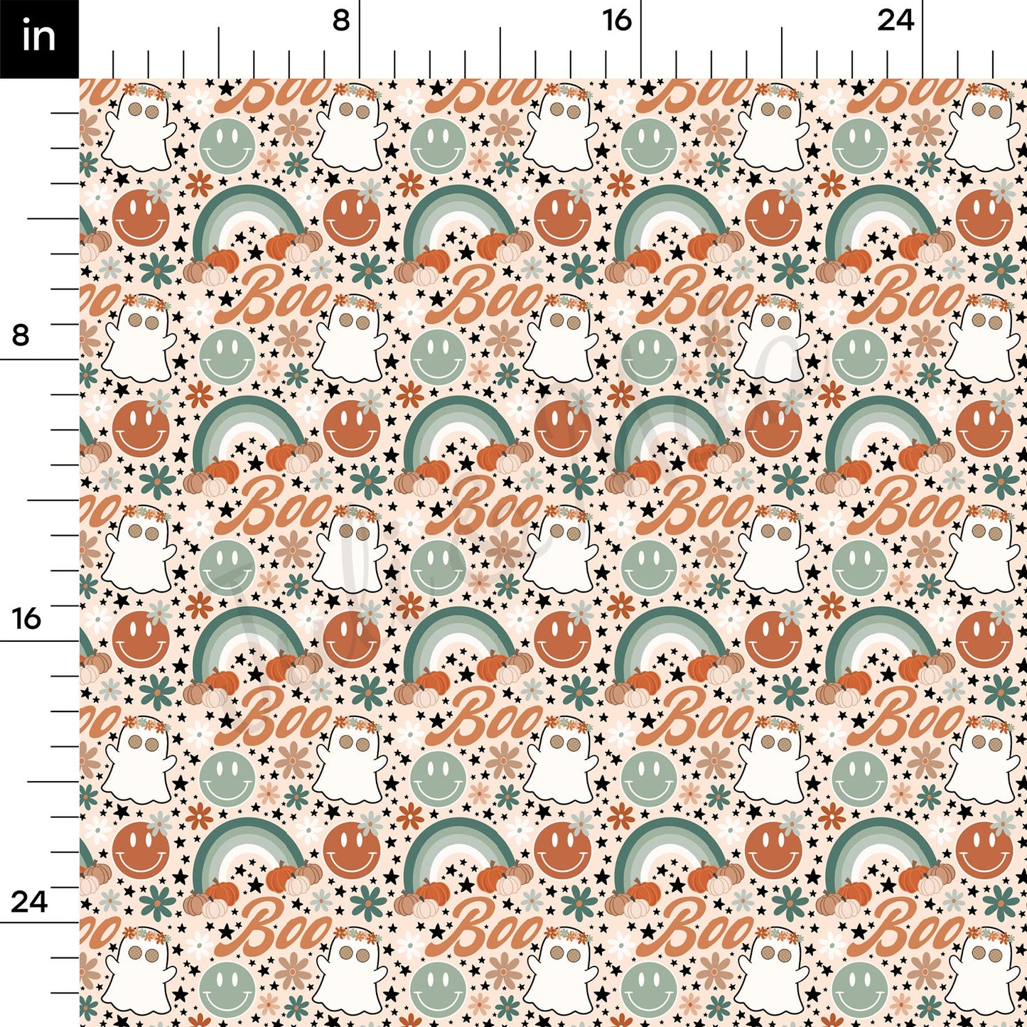 Pumpkin Boo Bullet Halloween Fabric AA936