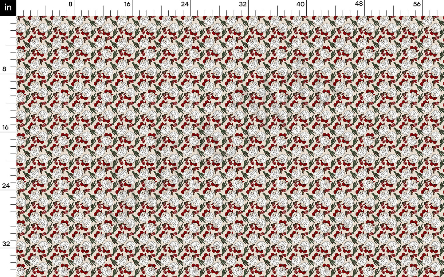 Christmas Santa Western Bullet Textured Fabric AA1070
