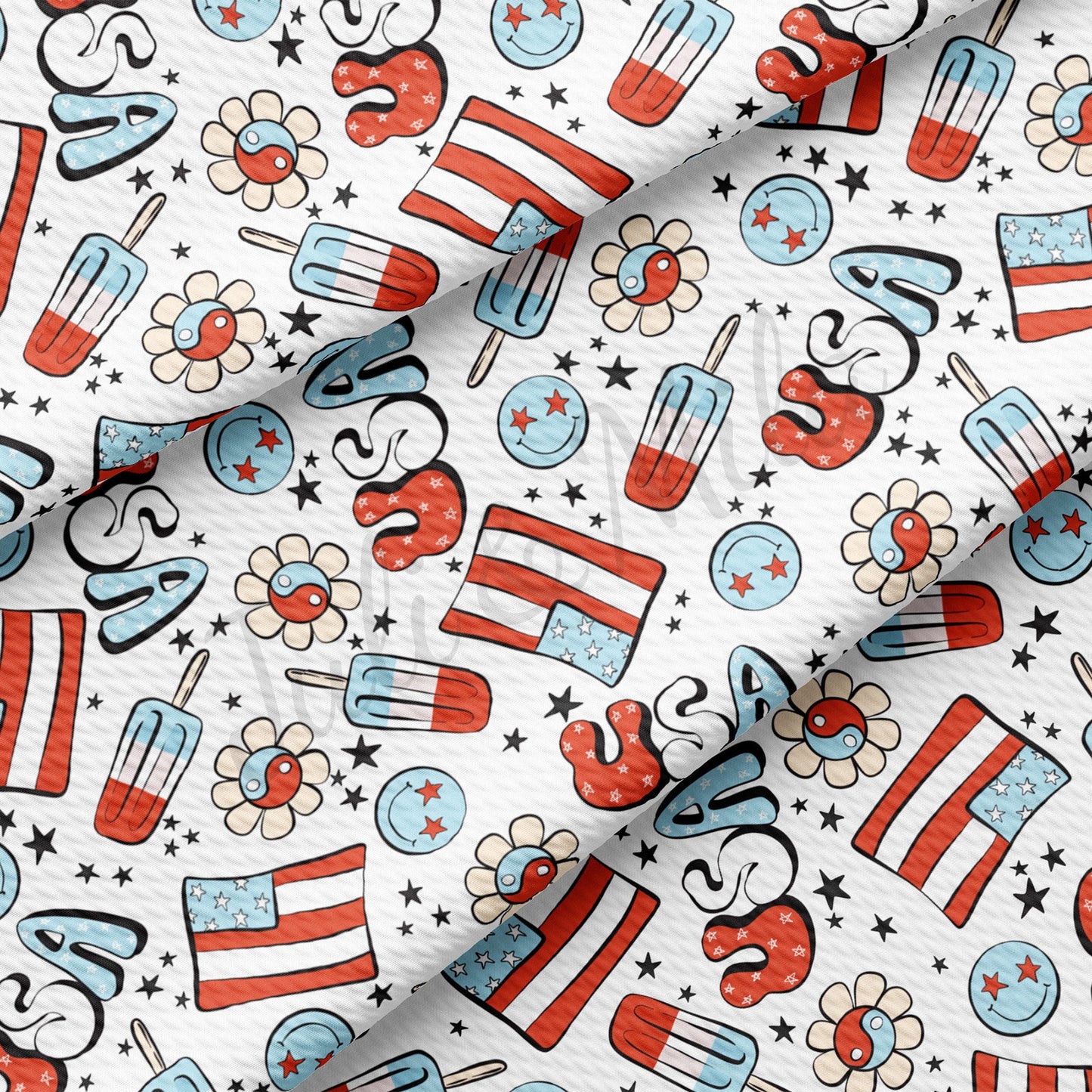 Patriotic 4th of July Bullet Textured Fabric AA1651