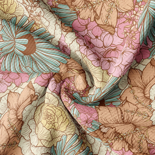 Floral Bullet Textured Fabric by the yard AA1578