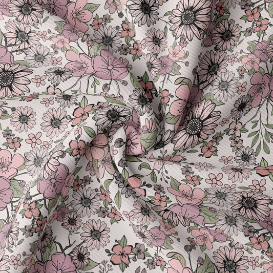 Rib Knit Fabric RBK1617 Floral