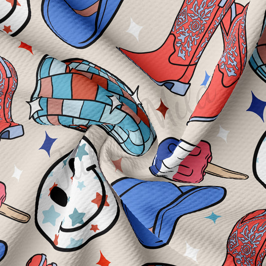 4th of July Patriotic Bullet Textured Fabric AA1671