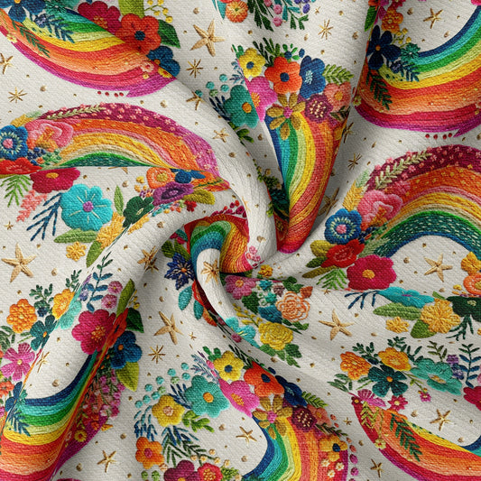 Floral Embroidery Rib Knit Fabric RBK1792