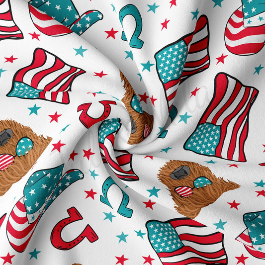 4th of July Patriotic Double Brushed Polyester Fabric DBP1808