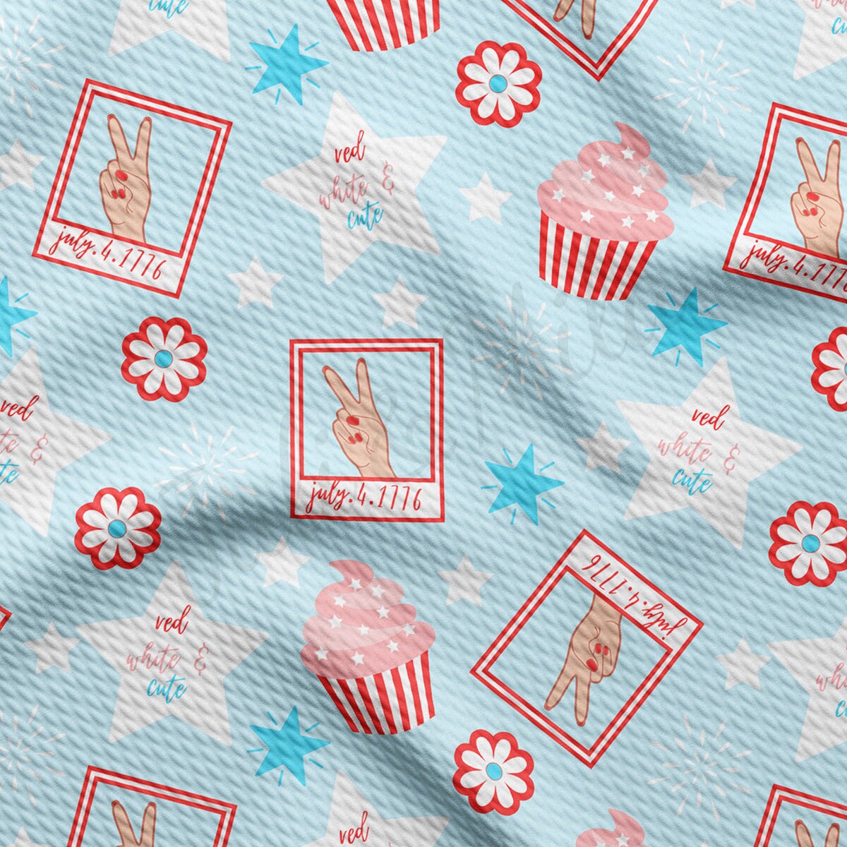 4th of July Patriotic l Bullet Textured Fabric AA1799