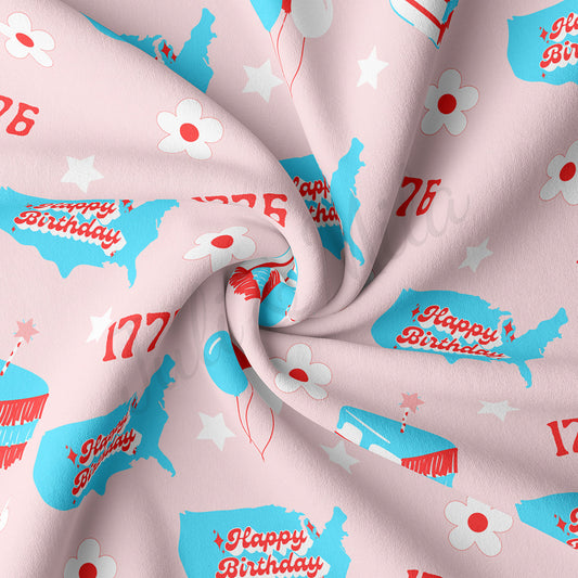 4th of July Patriotic Double Brushed Polyester Fabric DBP1796