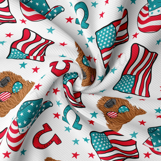 4th of July Patriotic Rib Knit Fabric AA1808