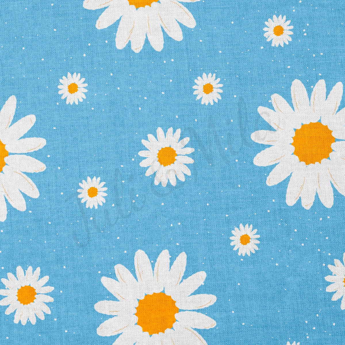 100% Cotton Fabric By the Yard Printed in USA Cotton Sateen - Cotton blue camomiles