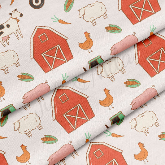 100% Cotton Fabric By the Yard Printed in USA Cotton Sateen - Cotton СTN1854 farm