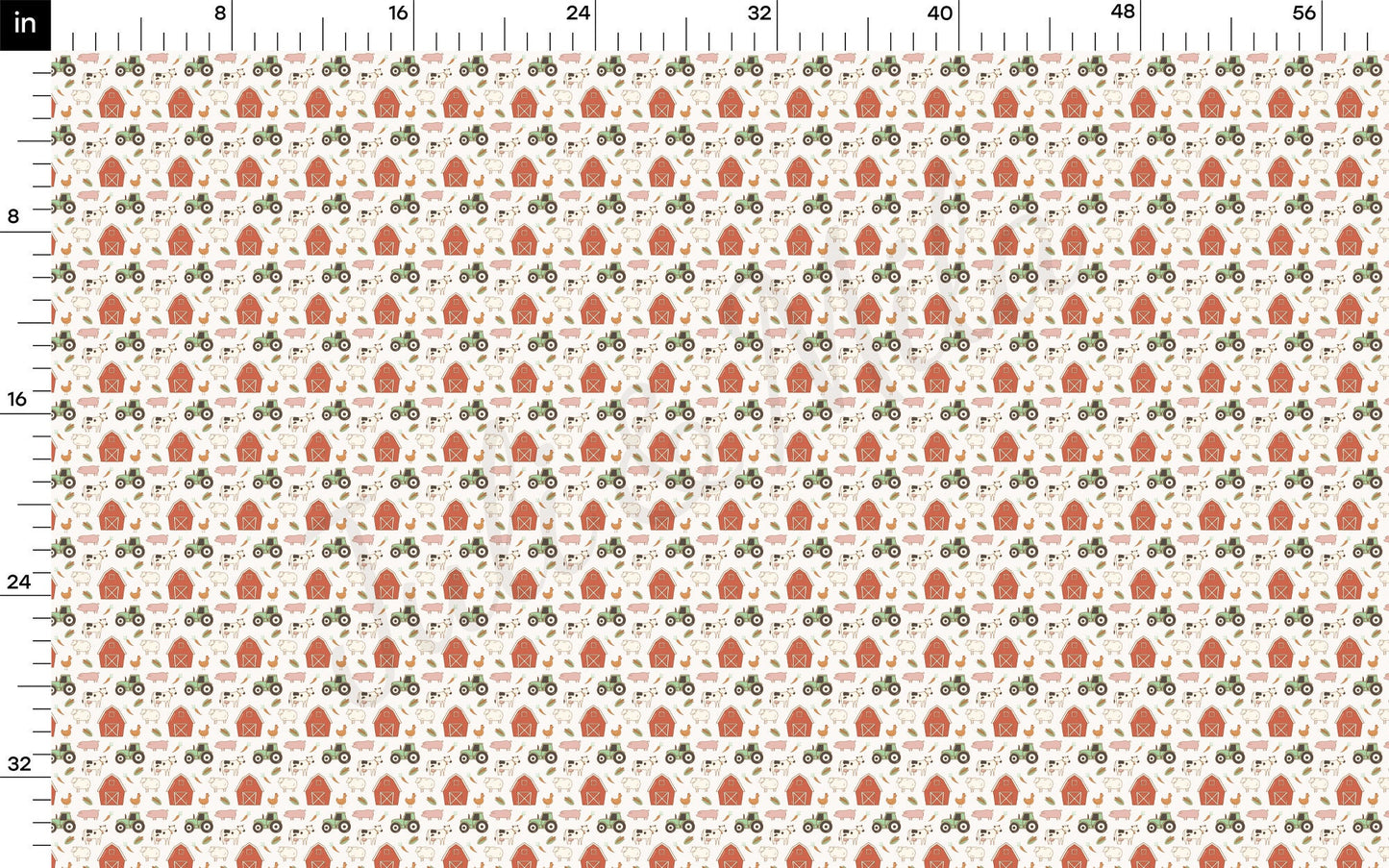 100% Cotton Fabric By the Yard Printed in USA Cotton Sateen - Cotton СTN1854 farm