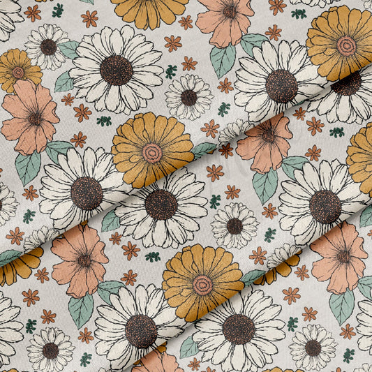 100% Cotton Fabric By the Yard Printed in USA Cotton Sateen - Cotton floral СTN1858